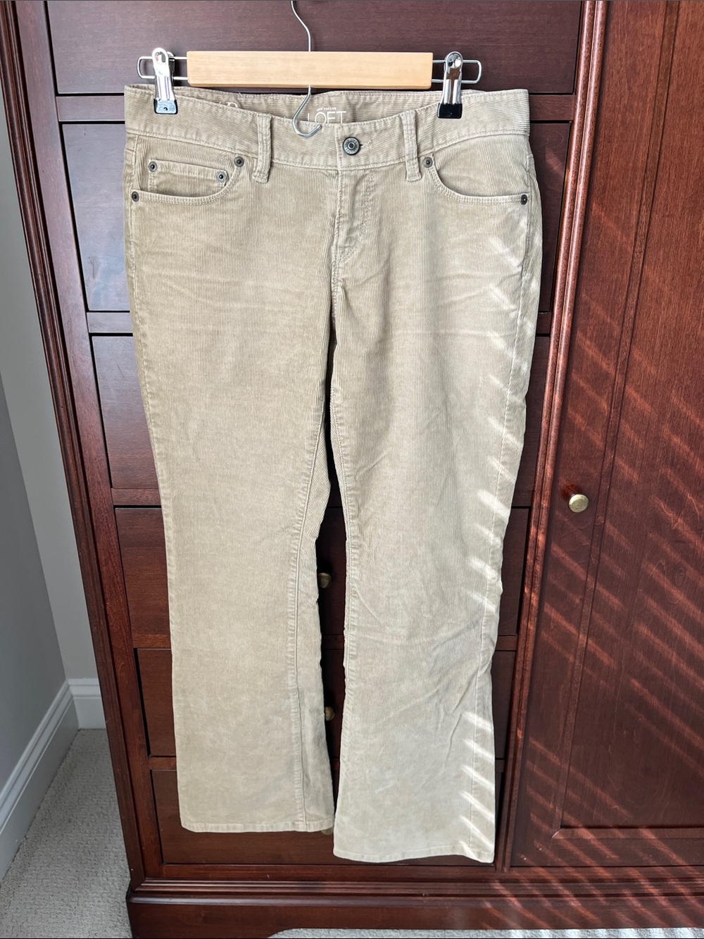 LOFT Wide-Leg Corduroy Jeans in Khaki